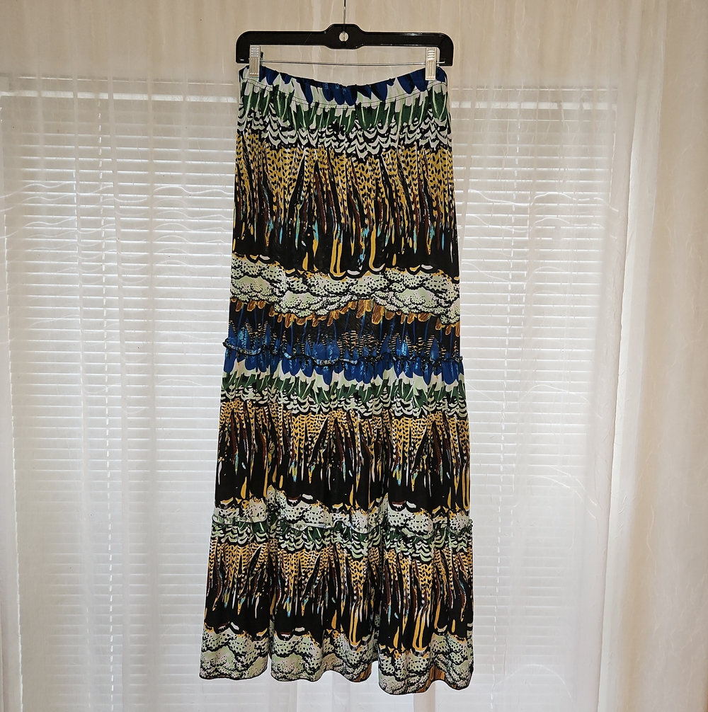 Magic Printed Maxi Skirt in Black, Blue & Green